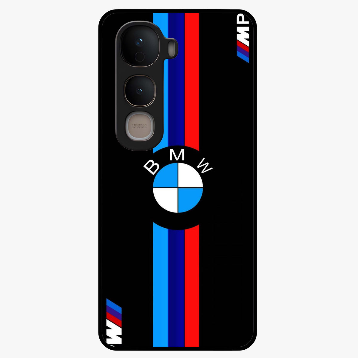 Turbo BMW Beast Glass Case showing flat back view with high performance sports car artwork and glossy glass finish.