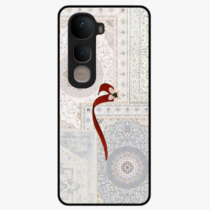 White Aesthetic Bow Glass Case showing flat back view with minimal bow artwork and glossy glass finish.