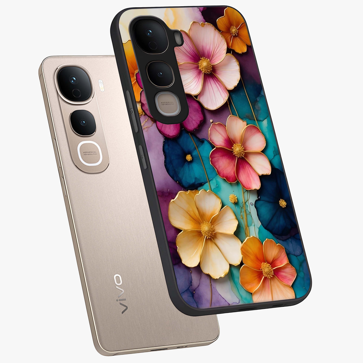 Artlyn Grace Flower Pattern Glass Case displayed in angled mockup highlighting delicate flower pattern design and smooth glass surface.