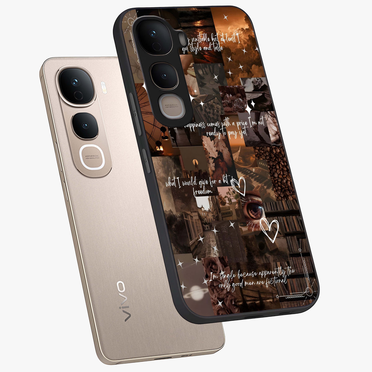 Bittersweet Aesthetic Chaos Glass Case displayed in angled mockup highlighting expressive abstract artwork and edgy aesthetic theme.