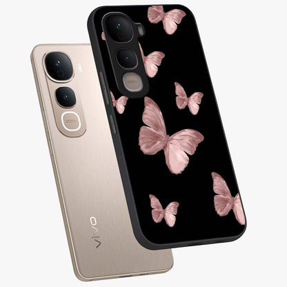 Butterfly Pattern Glass Case displayed in angled mockup highlighting delicate butterfly design and aesthetic pattern style.