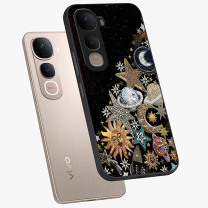 Cosmic Sparkle Dreams Glass Case displayed in angled mockup highlighting dreamy star sparkle design with celestial aesthetic.