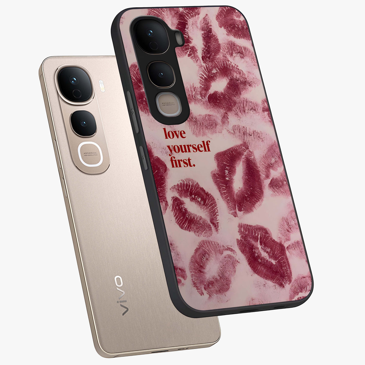 Crimson Kiss Love Glass Case displayed in angled mockup highlighting bold love inspired design with modern aesthetic style.