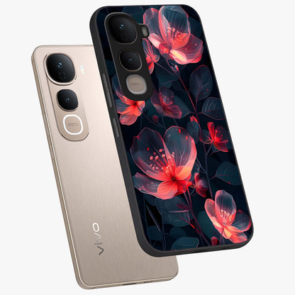Dark Shade of Flower Glass Case displayed in angled mockup highlighting moody floral illustration with aesthetic dark tones.