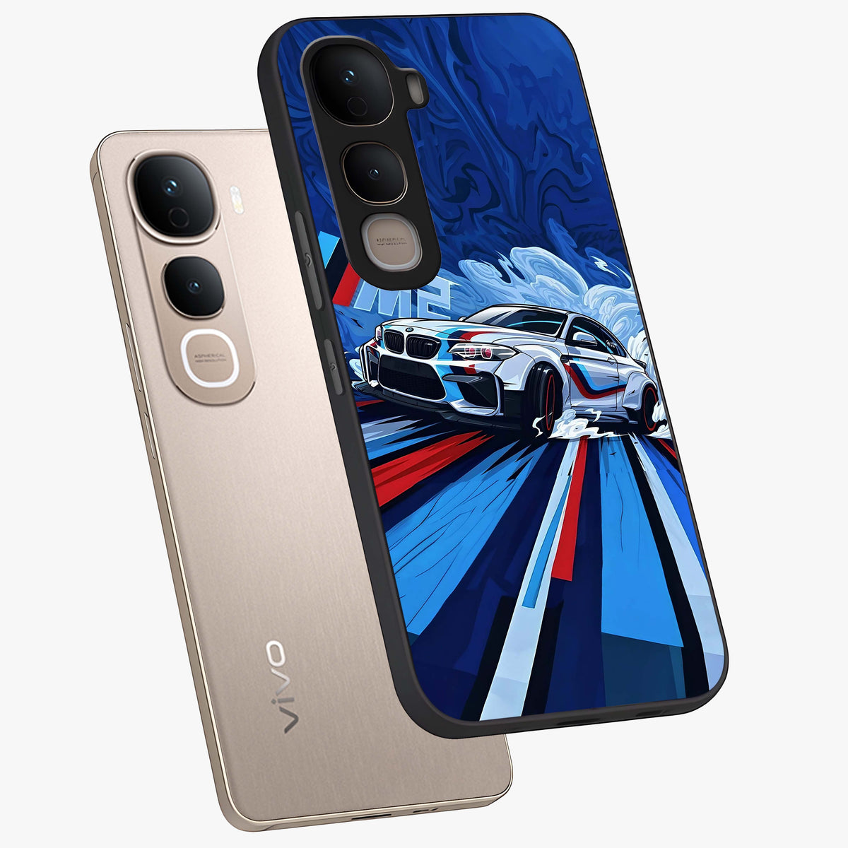 Drift Power Rush Glass Case displayed in angled mockup highlighting powerful drift car design with sporty aesthetic style.