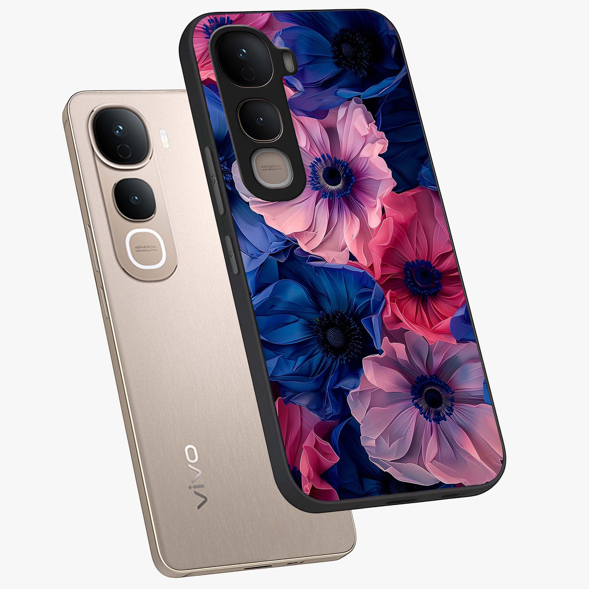 Flower Paper Art Pattern Glass Case displayed in angled mockup highlighting layered paper flower design with artistic aesthetic.