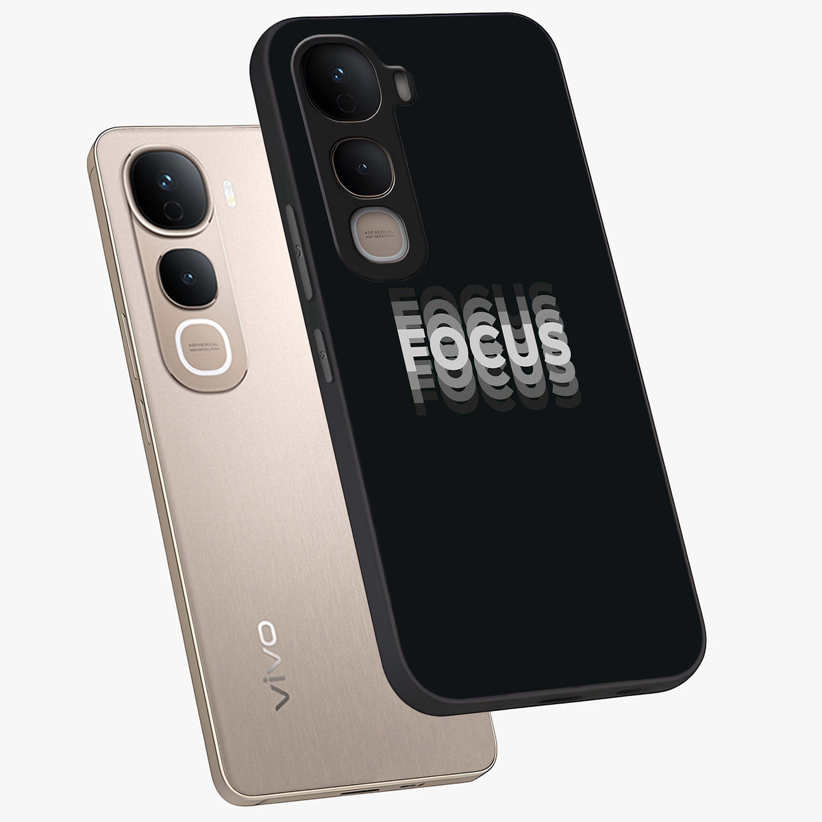Focus Mode On Glass Case displayed in angled mockup highlighting clean minimal text artwork with modern aesthetic style.