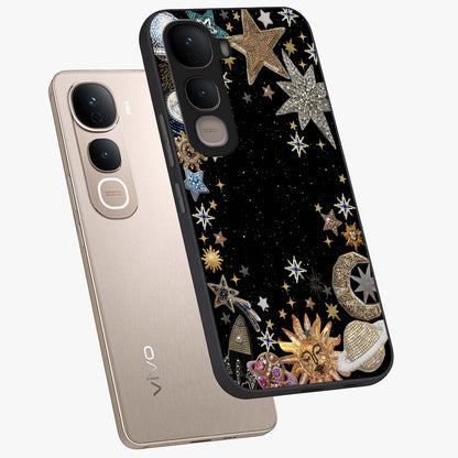 Galactic Jewel Stars Glass Case displayed in angled mockup highlighting shining celestial star design with cosmic aesthetic style.