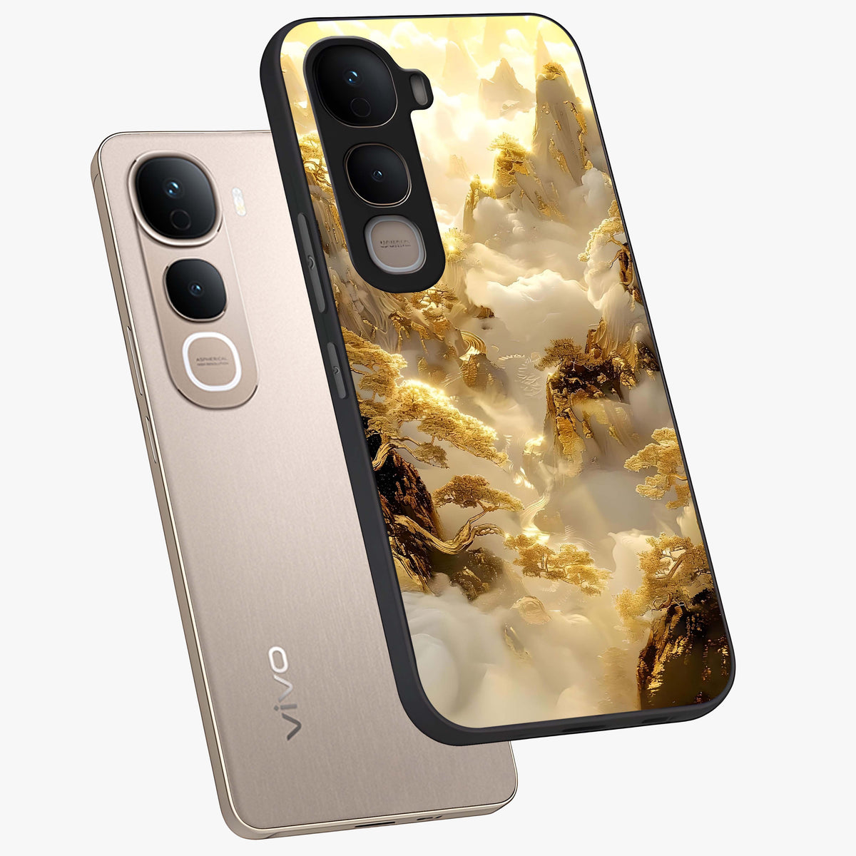 Gates Of Illumination Glass Case displayed in angled mockup highlighting radiant portal inspired design with fantasy aesthetic.