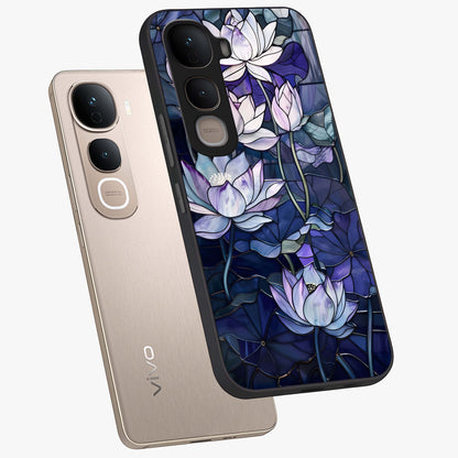 Gloss Petal Rush Glass Case displayed in angled mockup highlighting vibrant petal design with elegant floral aesthetic.