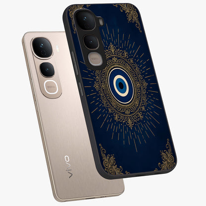 Golden Celestial Charm Glass Case displayed in angled mockup highlighting sparkling cosmic charm design with celestial aesthetic.