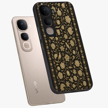 Golden Evil Eye Mandala Glass Case displayed in angled mockup highlighting protective evil eye symbol with golden mandala design.