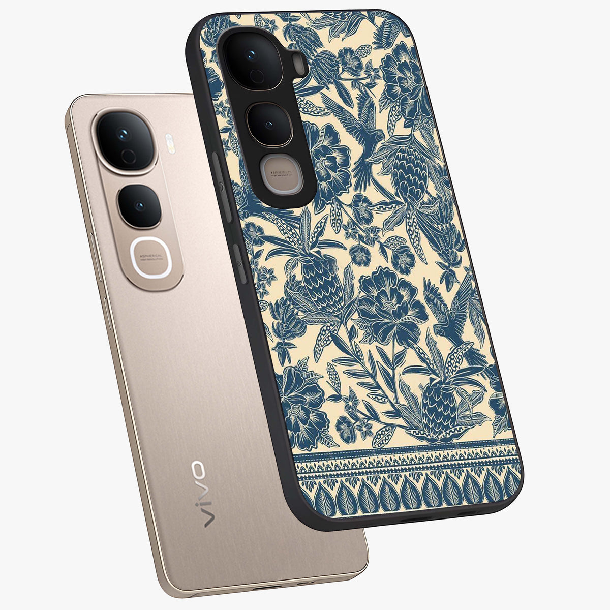 Heirloom Wild Bloom Glass Case displayed in angled mockup highlighting botanical bloom design with classic aesthetic style.