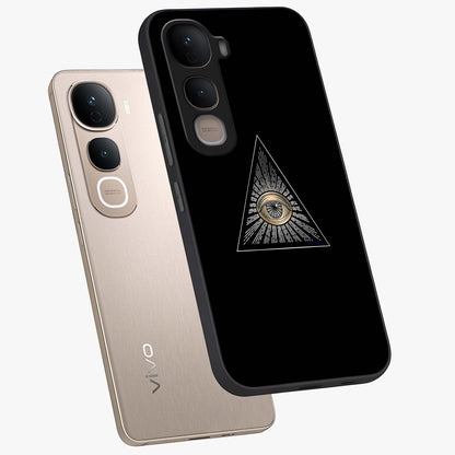 Illuminati Evil Glass Case displayed in angled mockup highlighting dark occult inspired design with bold aesthetic style.