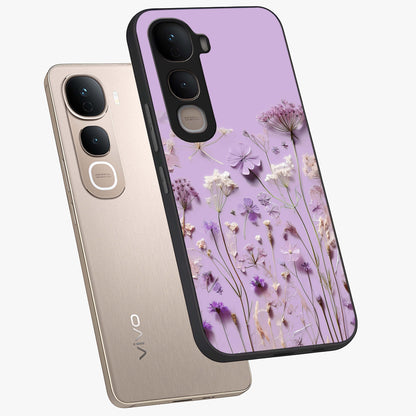 Lavender Blossom Dream Glass Case displayed in angled mockup highlighting dreamy lavender flower design with calming aesthetic style.