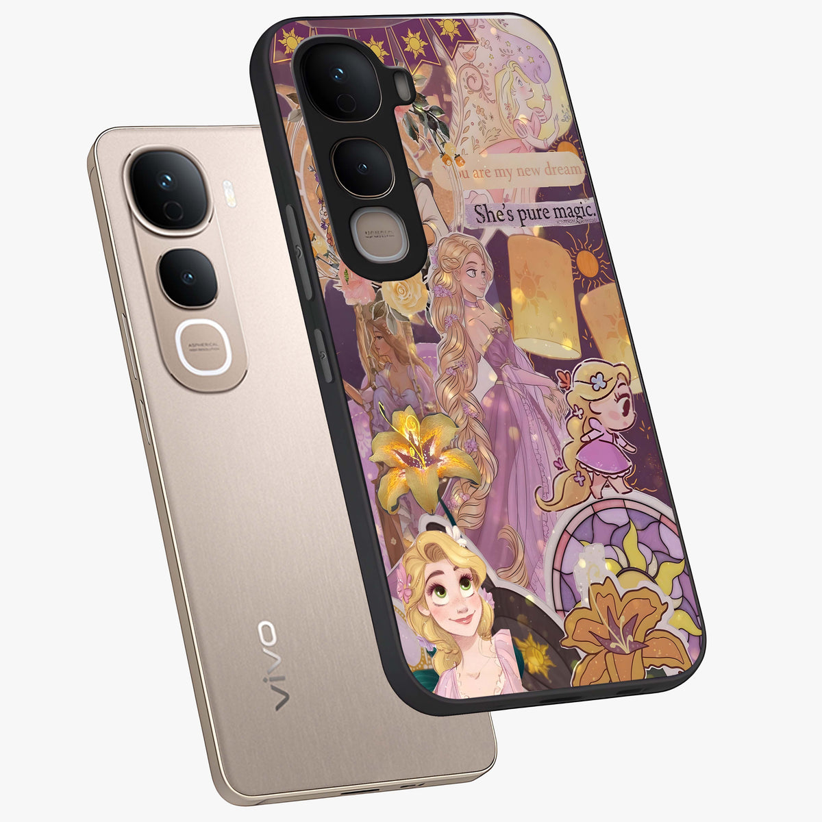Magical Tangled Dream Glass Case displayed in angled mockup highlighting whimsical fantasy design with magical aesthetic.