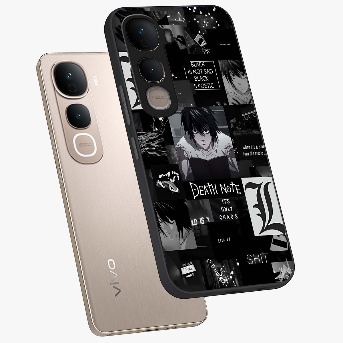 Midnight Chaos Mind Glass Case displayed in angled mockup highlighting chaotic artistic design with dramatic midnight aesthetic.