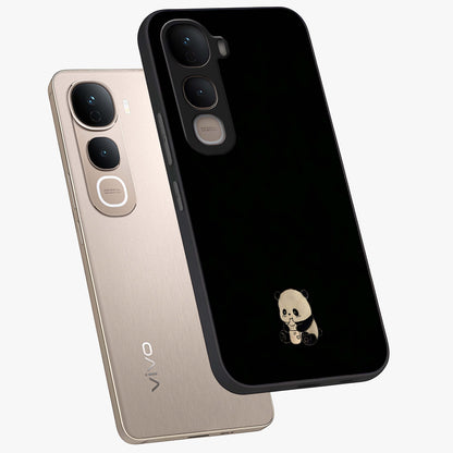 Midnight Panda Love Glass Case displayed in angled mockup highlighting adorable panda illustration with midnight aesthetic.