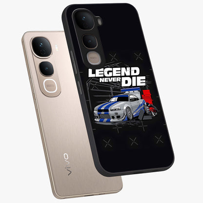 Midnight Racing Legacy Glass Case displayed in angled mockup highlighting dynamic automotive design with bold midnight aesthetic.