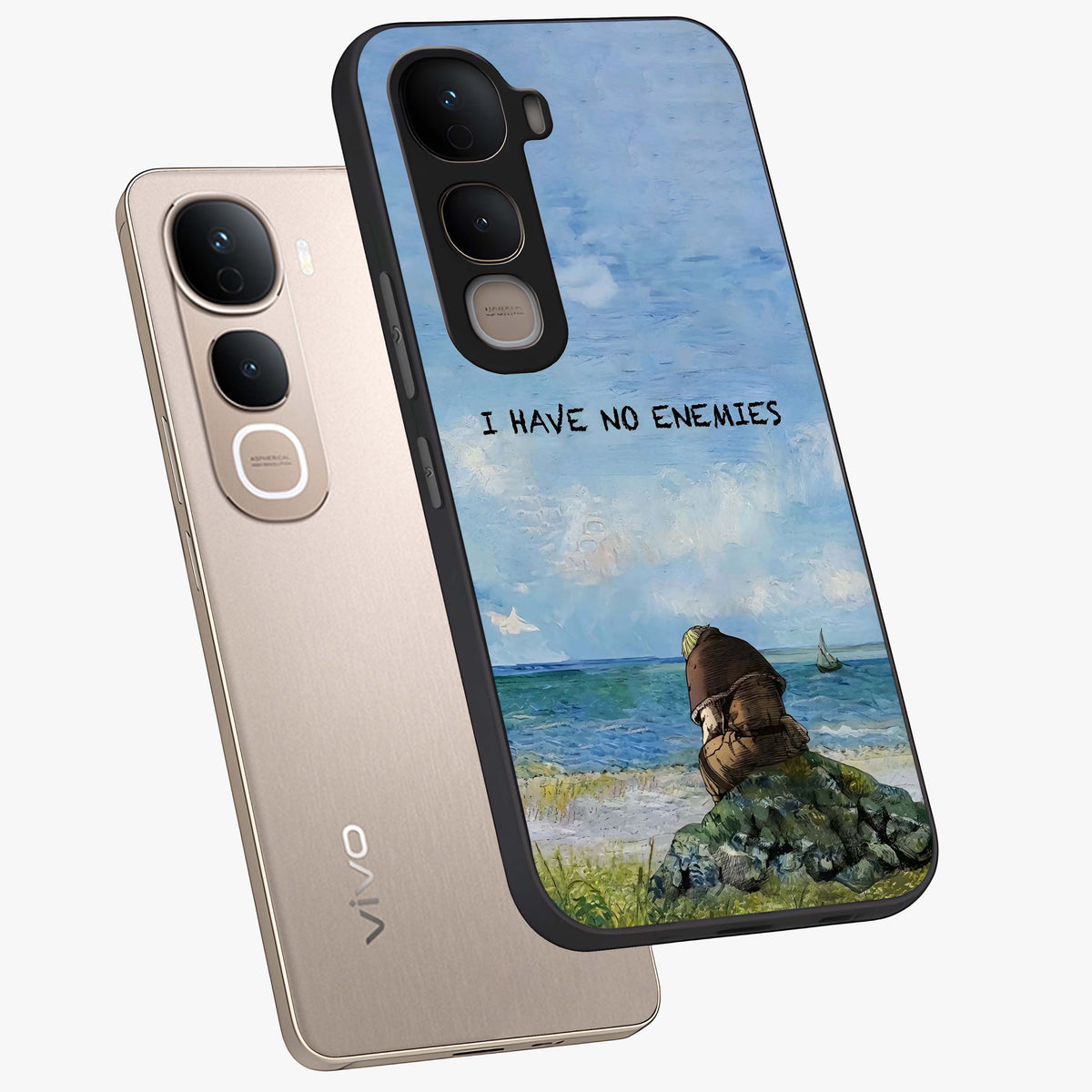 Peace Beyond War Glass Case displayed in angled mockup highlighting meaningful message design with artistic aesthetic style.