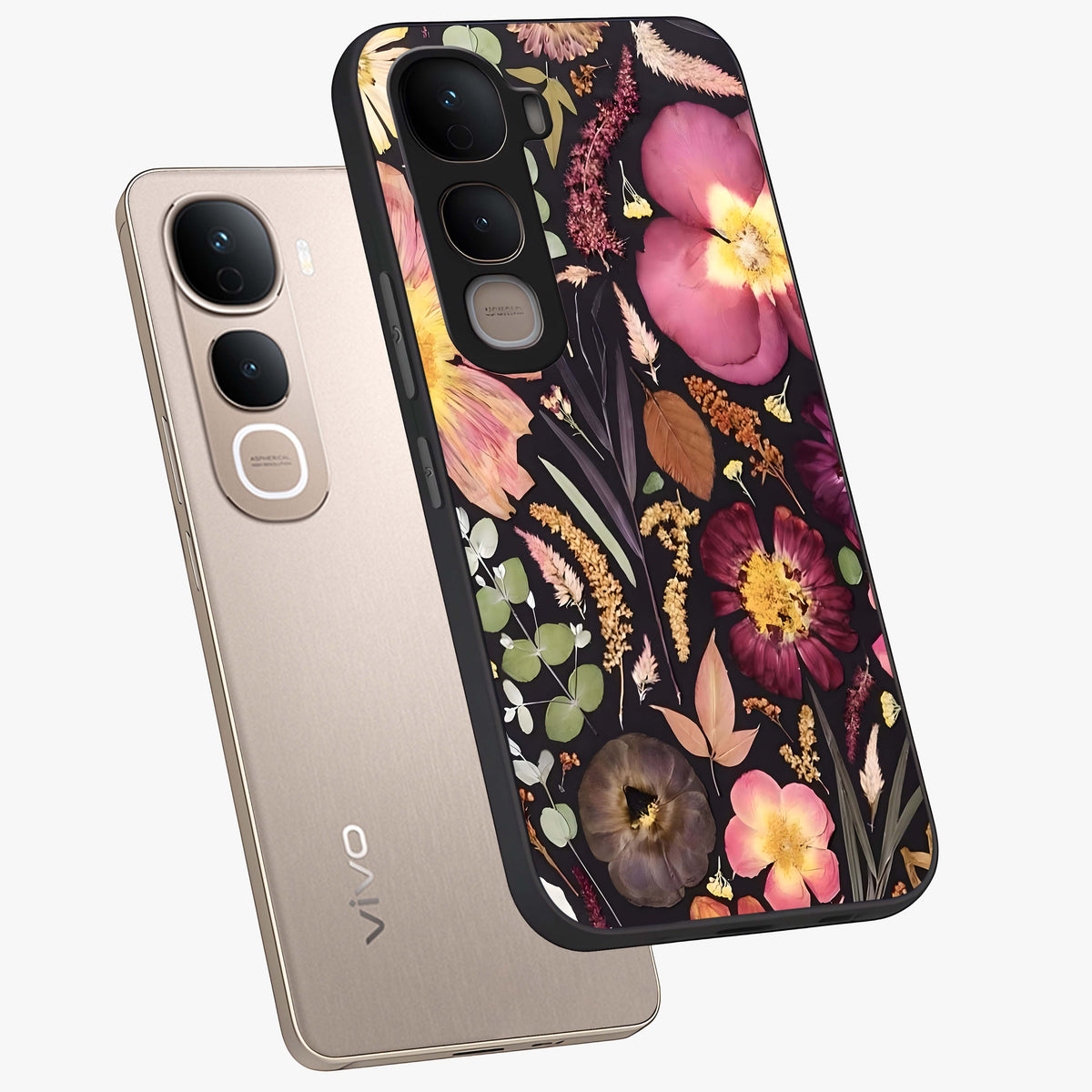 Petal Dream Tapestry Glass Case displayed in angled mockup highlighting decorative petal pattern with elegant botanical aesthetic.