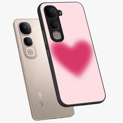 Pink Aura Heart Glass Case displayed in angled mockup highlighting vibrant pink heart design with dreamy aura aesthetic.