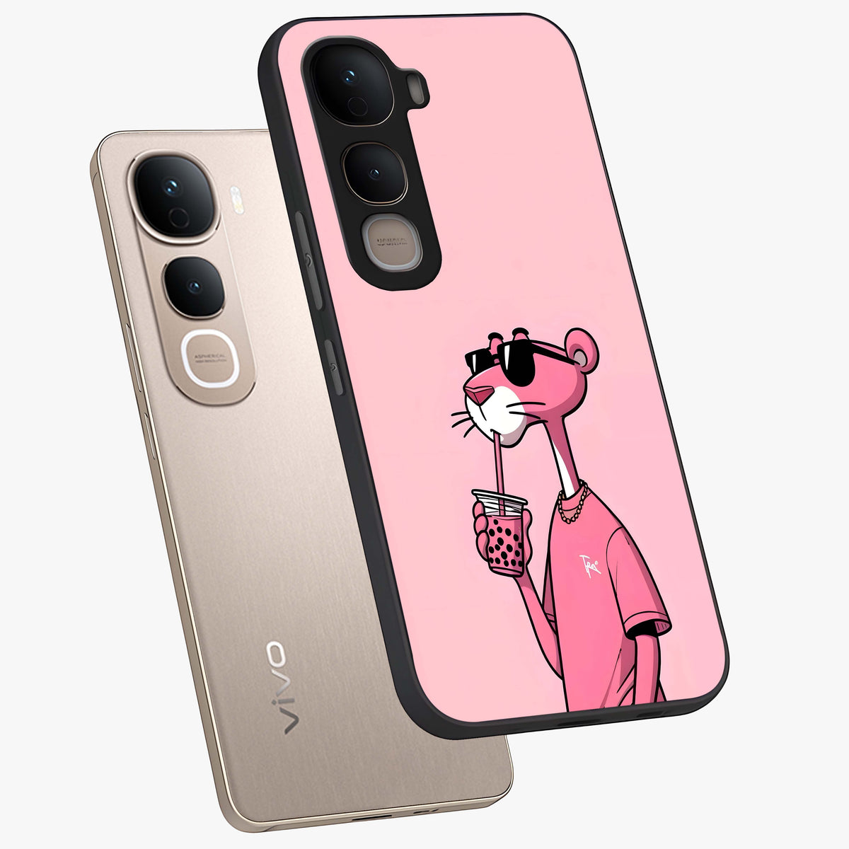 Pink Panther Glass Case displayed in angled mockup highlighting playful cartoon character design with vibrant pink aesthetic.