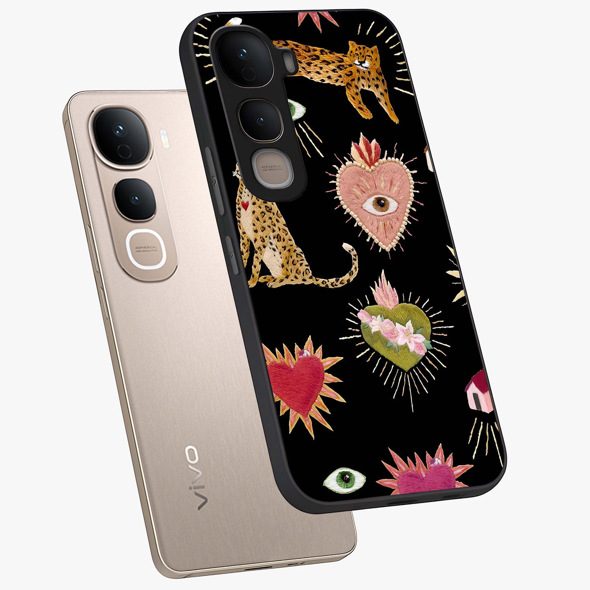 Sacred Jungle Heart Glass Case displayed in angled mockup highlighting lush tropical design with natural aesthetic style.