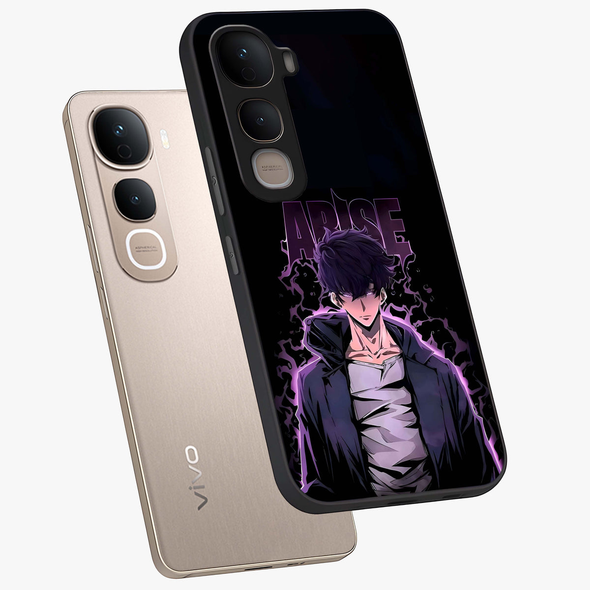 Shadow Monarch Awakening Glass Case displayed in angled mockup highlighting dramatic shadow warrior design with fantasy aesthetic.
