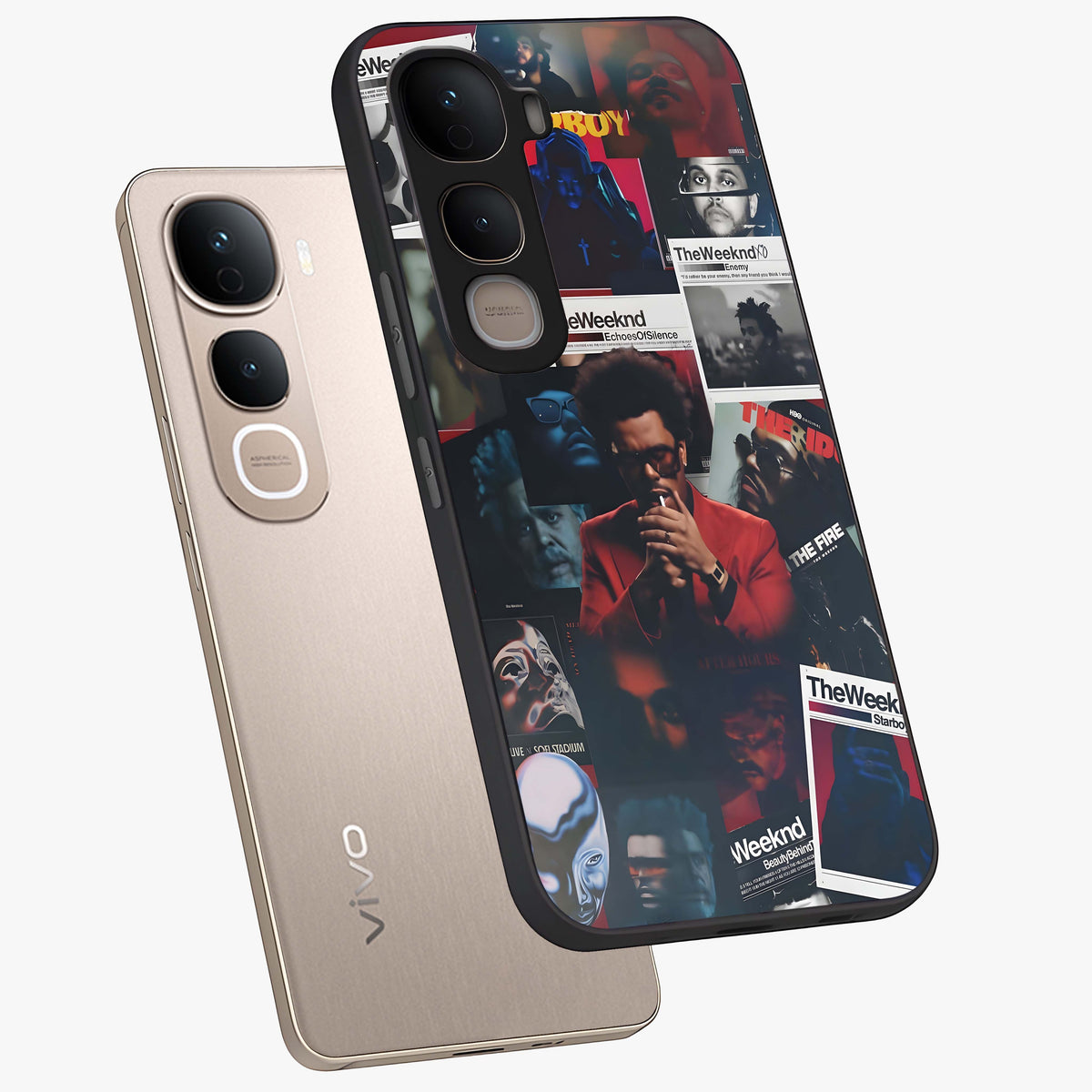 The Weeknd Glass Case displayed in angled mockup highlighting stylish pop culture inspired design with modern aesthetic.