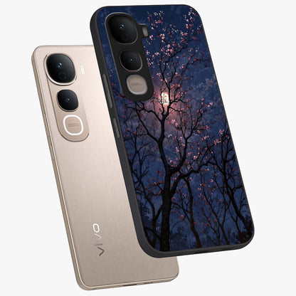 Twilight Sakura Serenade Glass Case displayed in angled mockup highlighting delicate sakura flower design with dreamy aesthetic.