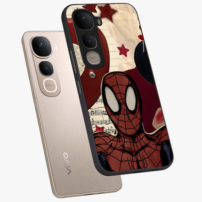 Web Warrior Vibes Glass Case displayed in angled mockup highlighting dynamic web design with comic style aesthetic.