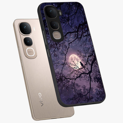 Whispering Moon Silence Glass Case displayed in angled mockup highlighting calm lunar design with dreamy night aesthetic.