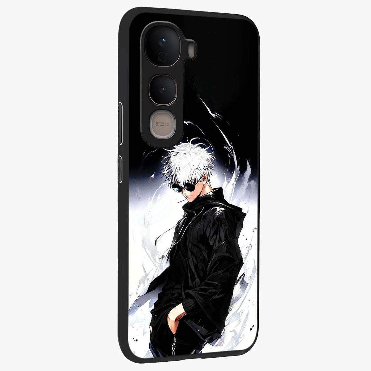 Limitless Shadow King Glass Case upright view showcasing bold shadow warrior artwork with epic fantasy theme.