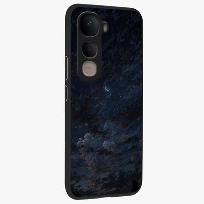 Lunar Veil Silence Glass Case upright view showcasing calm moon themed artwork with serene night atmosphere.