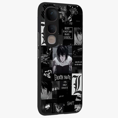 Midnight Chaos Mind Glass Case upright view showcasing expressive abstract artwork with bold dark theme.