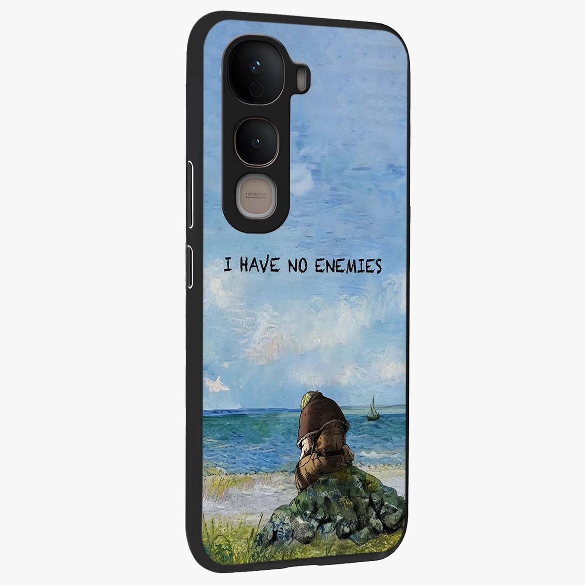 Peace Beyond War Glass Case upright view showcasing powerful peace symbol artwork with inspirational theme.