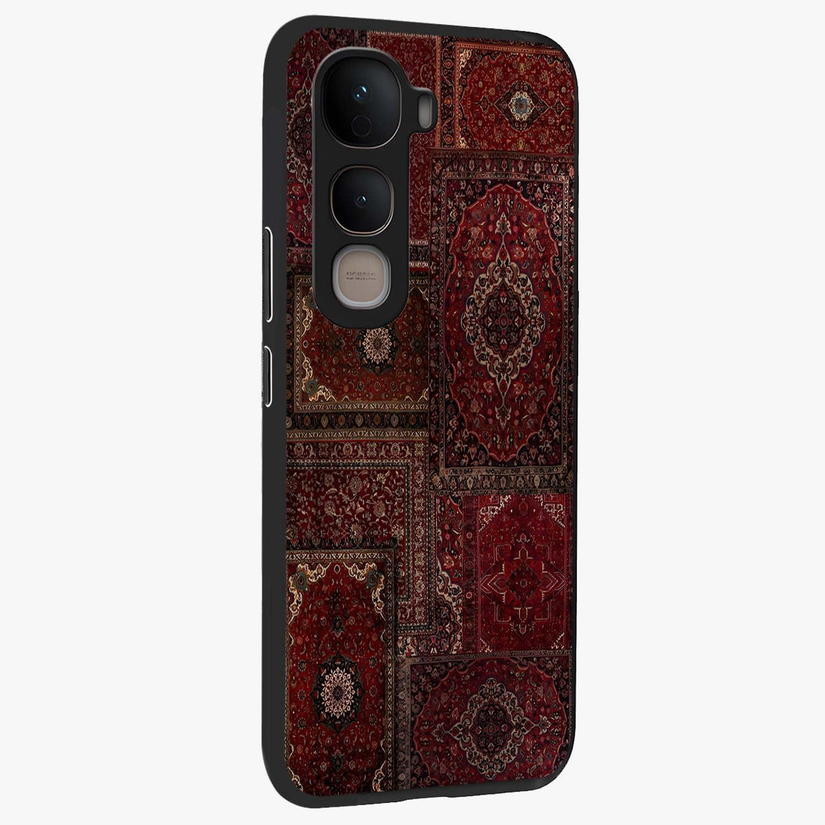 Persian Velvet Tale Glass Case upright view showcasing elegant Persian artwork with classic heritage theme.