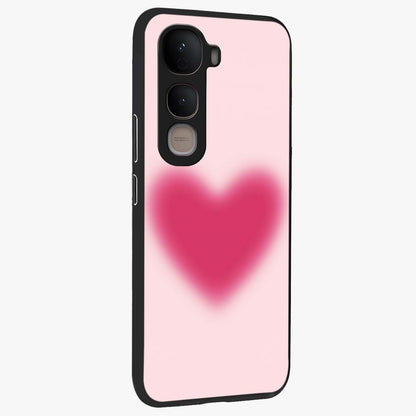 Pink Aura Heart Glass Case upright view showcasing romantic heart artwork with soft pastel theme.