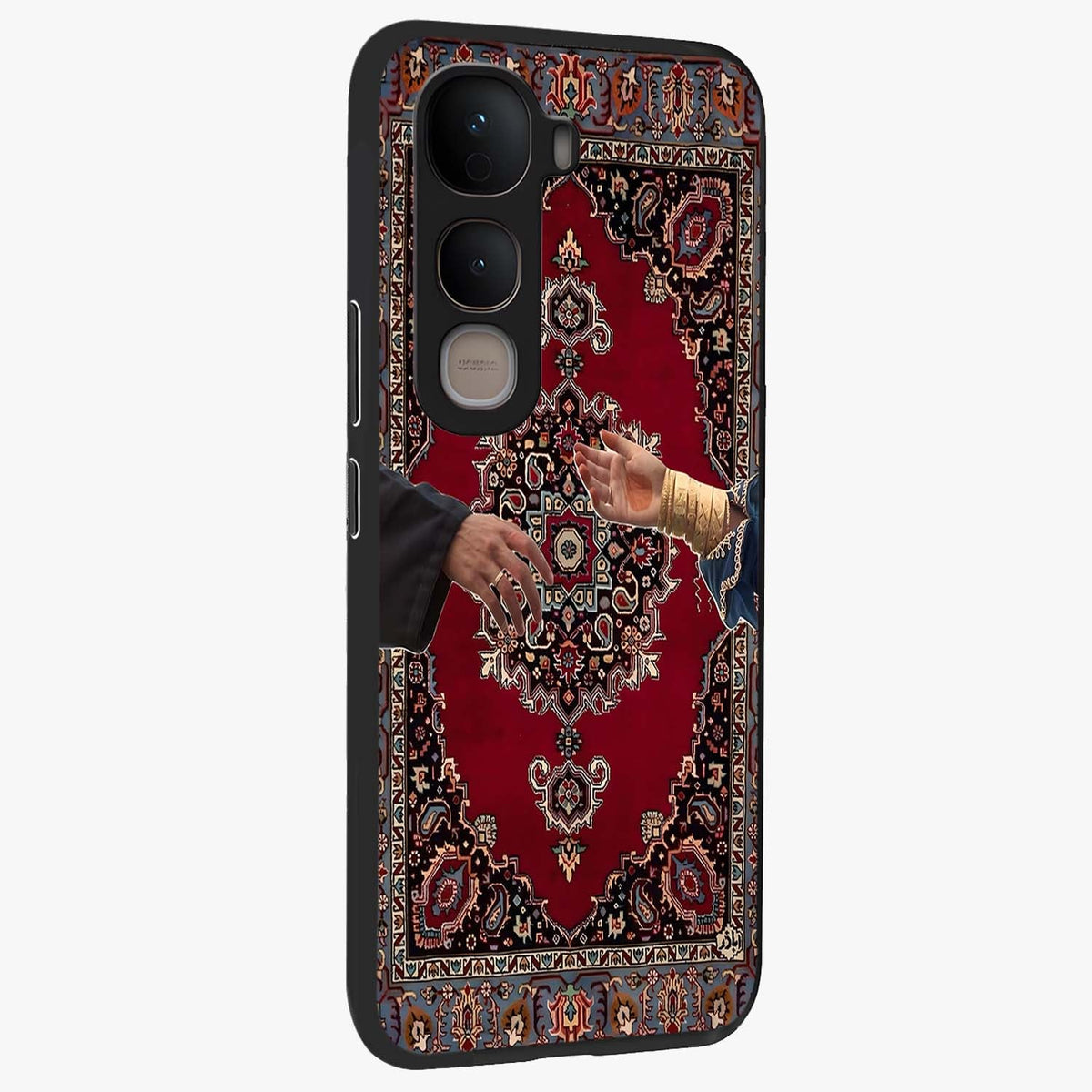 Royal Touch Reach Glass Case upright view showcasing stylish royal inspired artwork with graceful theme.