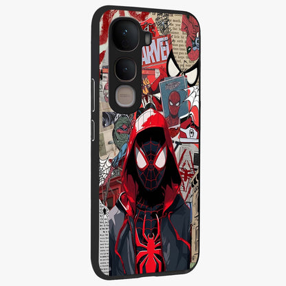 Spider Collage Street Glass Case upright view showcasing bold superhero artwork with urban street theme.