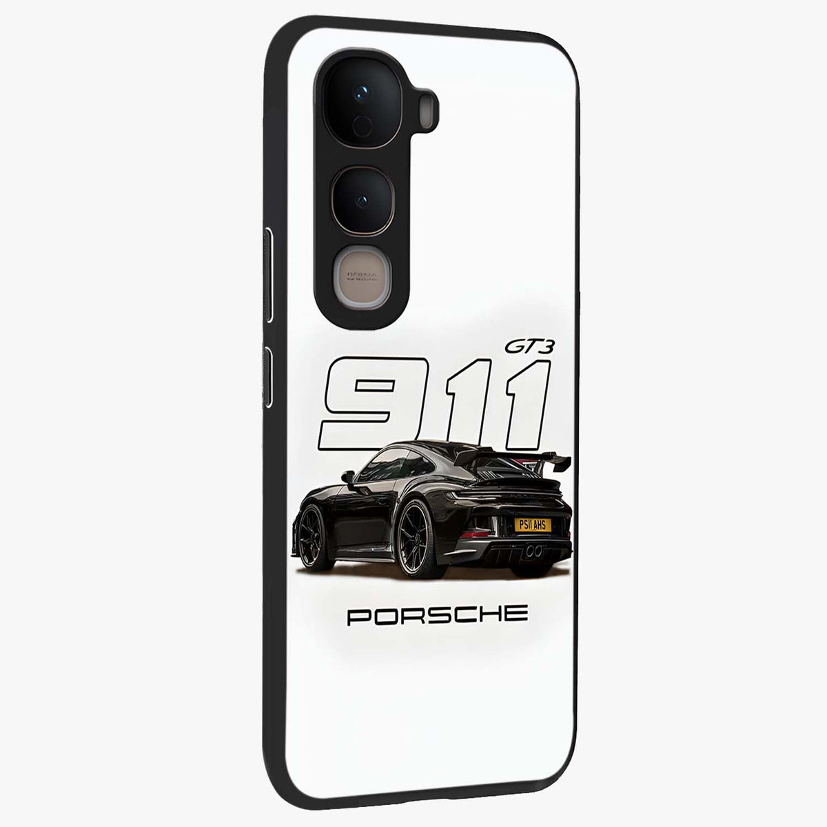 Turbo Legacy Icon Glass Case upright view showcasing bold racing inspired artwork with classic car theme.
