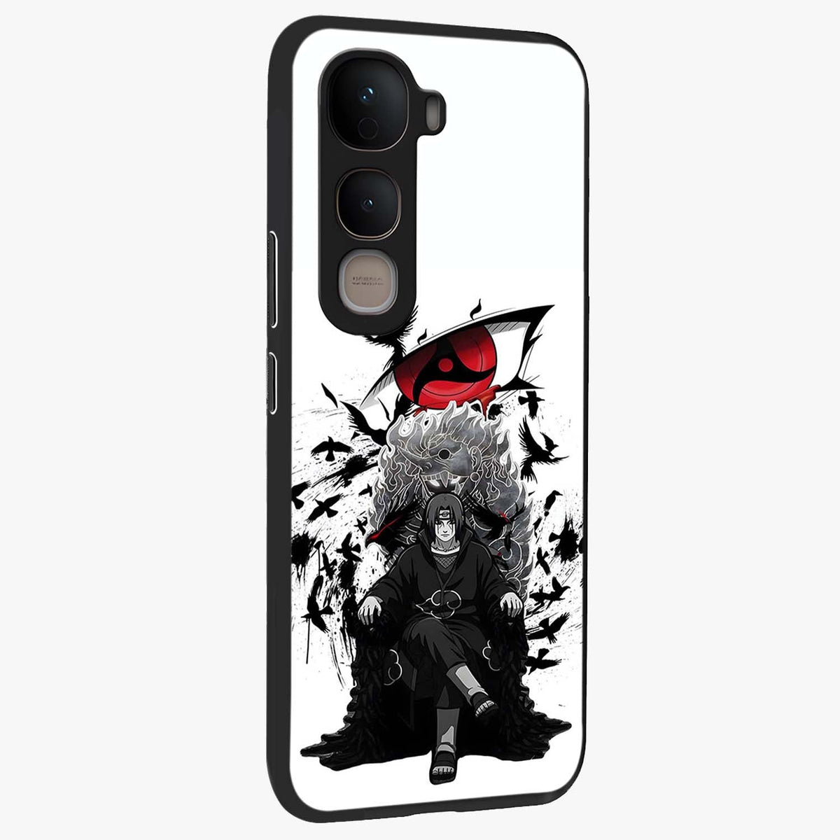 Uchiha Shadow Throne Glass Case upright view showcasing magical underwater galaxy artwork with vibrant cosmic theme.