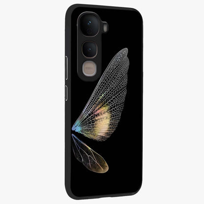 Whispers Of Wings Glass Case upright view showcasing elegant wing artwork with light airy theme.