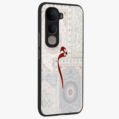 White Aesthetic Bow Glass Case upright view showcasing delicate ribbon bow artwork with cute minimalist theme.