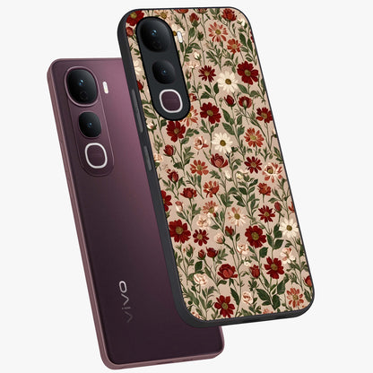 Biege Flower With Leaf Glass Case displayed in angled mockup highlighting minimal floral leaf design and elegant aesthetic.