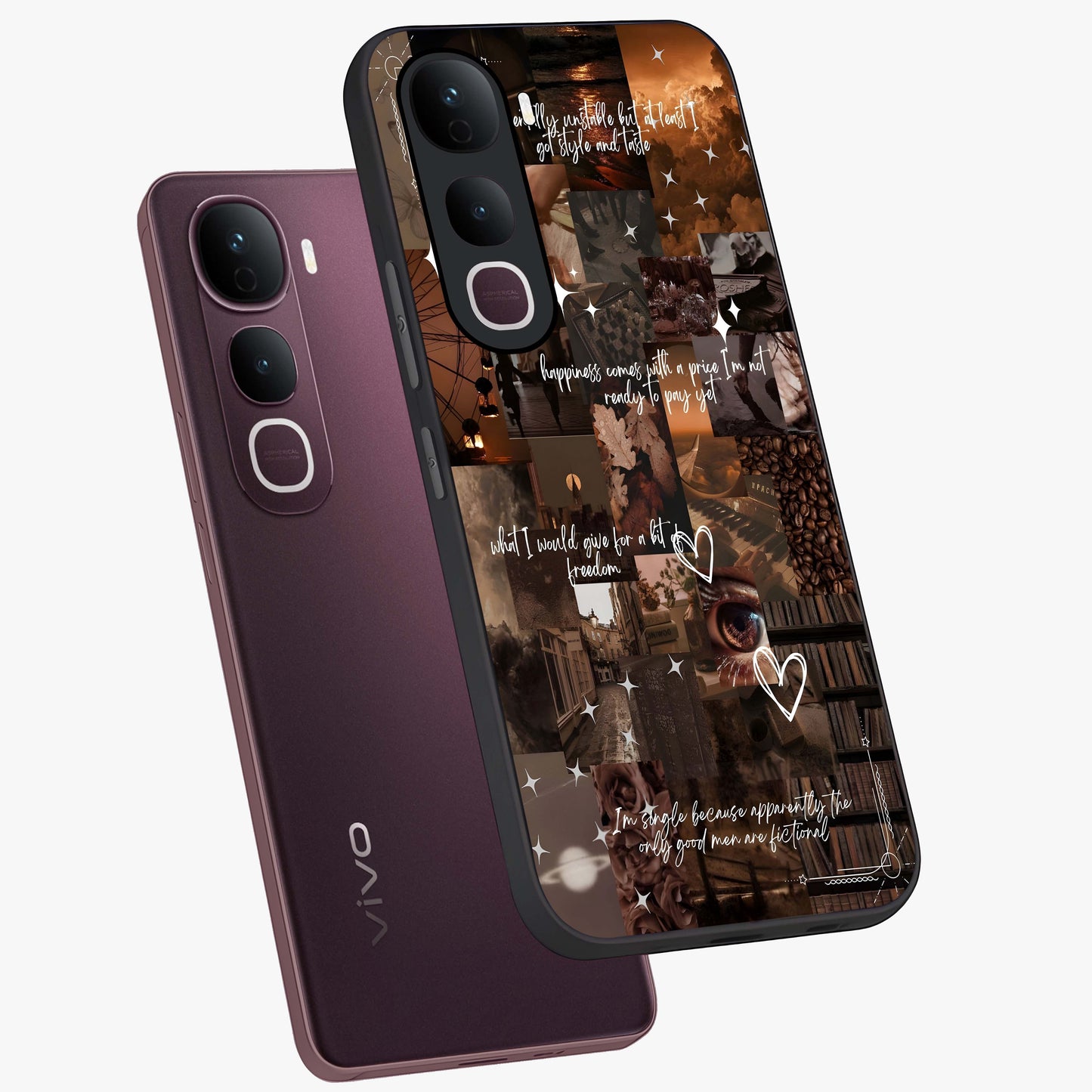 Bittersweet Aesthetic Chaos Glass Case displayed in angled mockup highlighting expressive abstract artwork and edgy aesthetic theme.