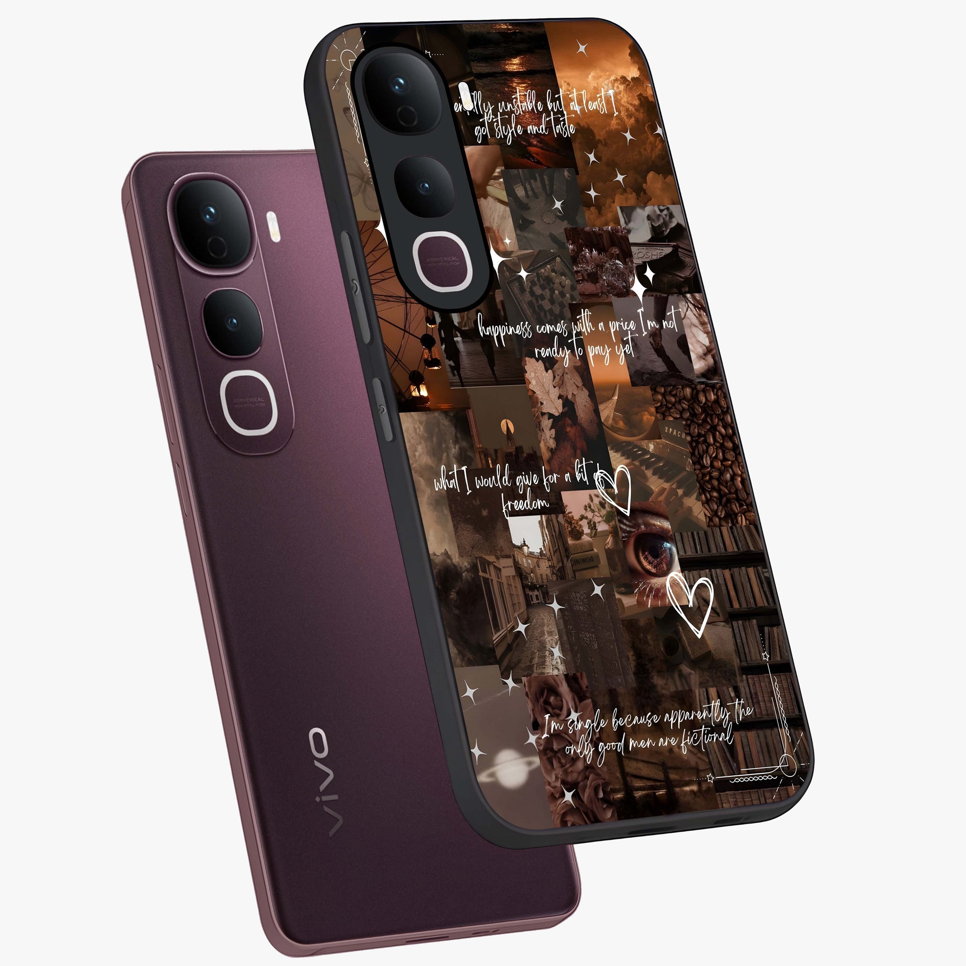 Bittersweet Aesthetic Chaos Glass Case displayed in angled mockup highlighting expressive abstract artwork and edgy aesthetic theme.