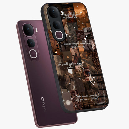 Bittersweet Aesthetic Chaos Glass Case displayed in angled mockup highlighting expressive abstract artwork and edgy aesthetic theme.