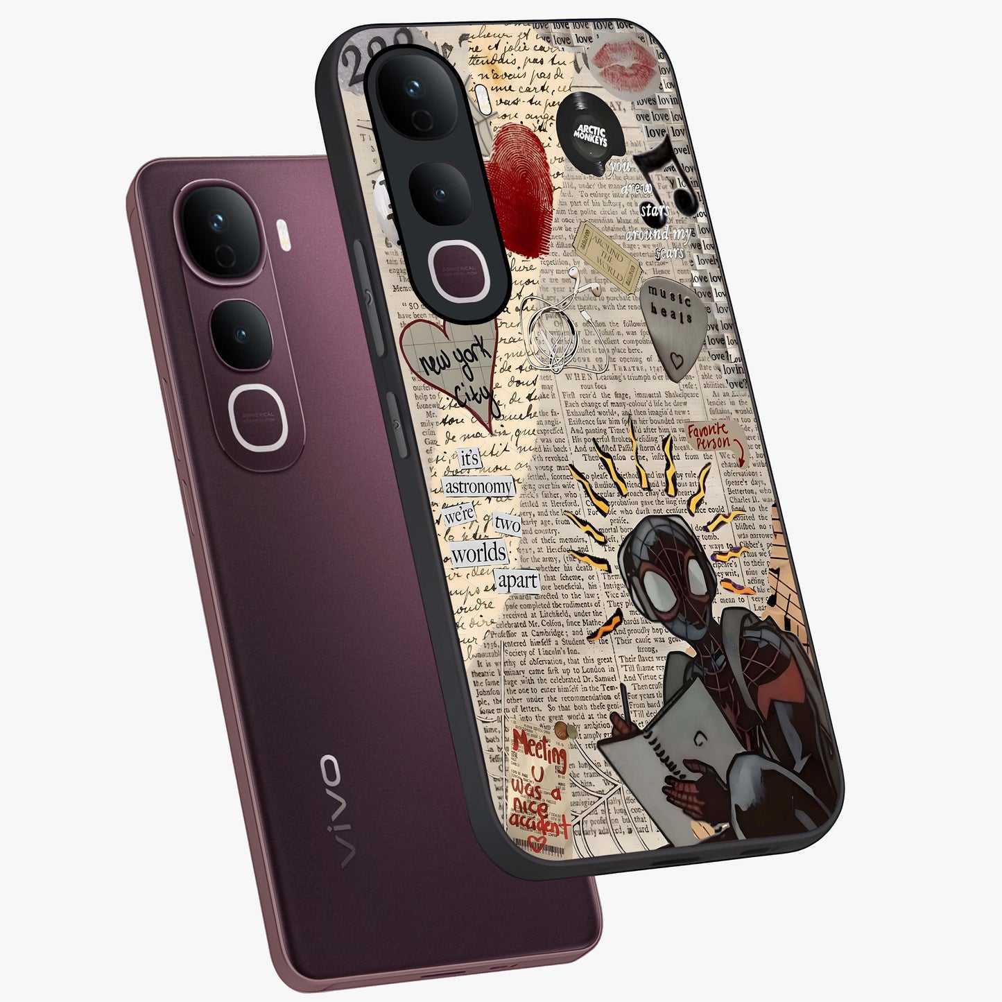 City Dream Sketch Glass Case displayed in angled mockup highlighting minimal city illustration with aesthetic sketch style.